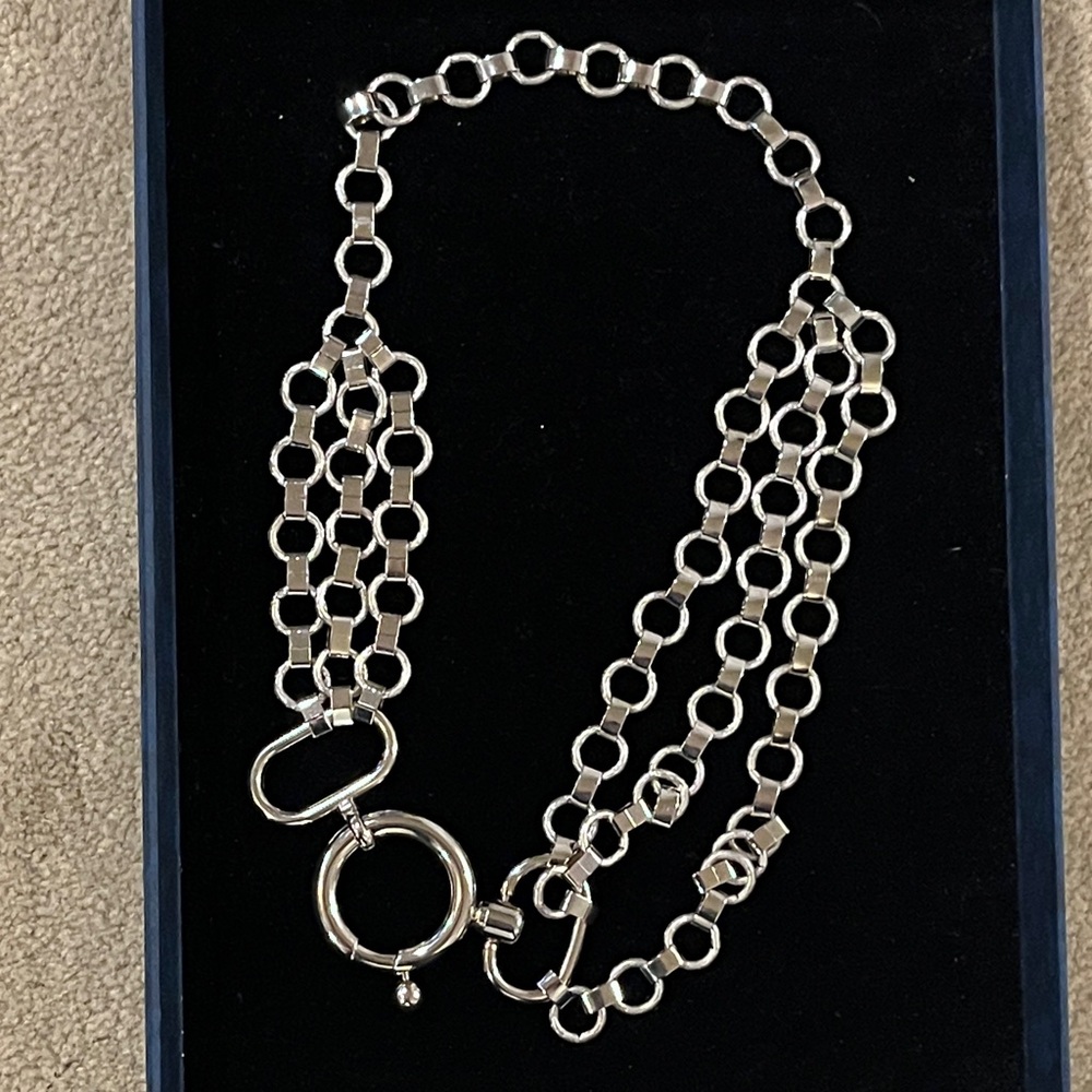 Silver Multi-Strand Statement Chain Necklace - image 3